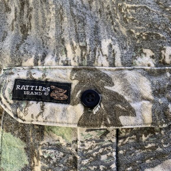 Vintage Rattlers Brand Camo Button Up Shirt Mens XL Realtree Chamois Flannel USA - Picture 4 of 13
